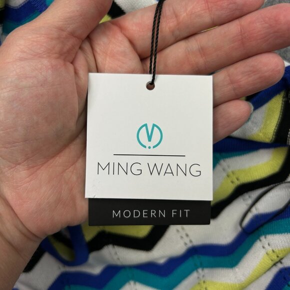 Ming Wang One Shoulder Column Maxi Dress Women's Size XS Chevron Knit NWT - Picture 9 of 13